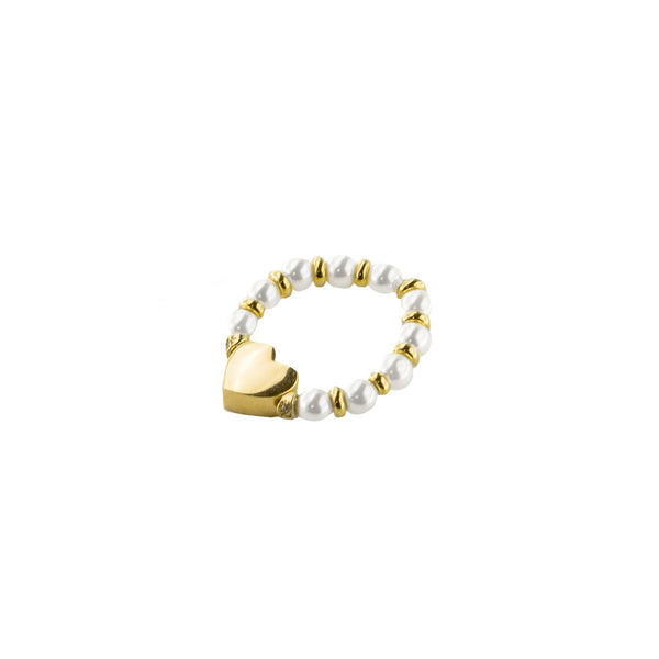 Anillo elástico con perlas y corazón - STARBALL