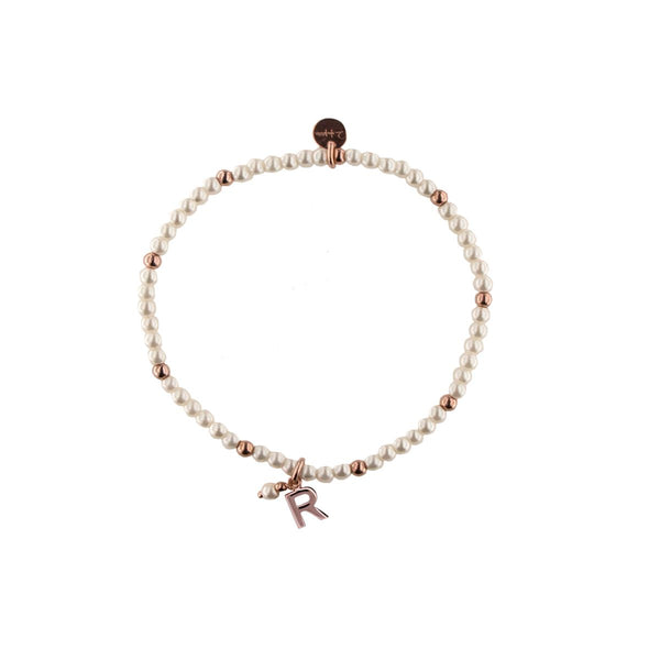 Pulsera elástica con perlas y bolitas - LETRA