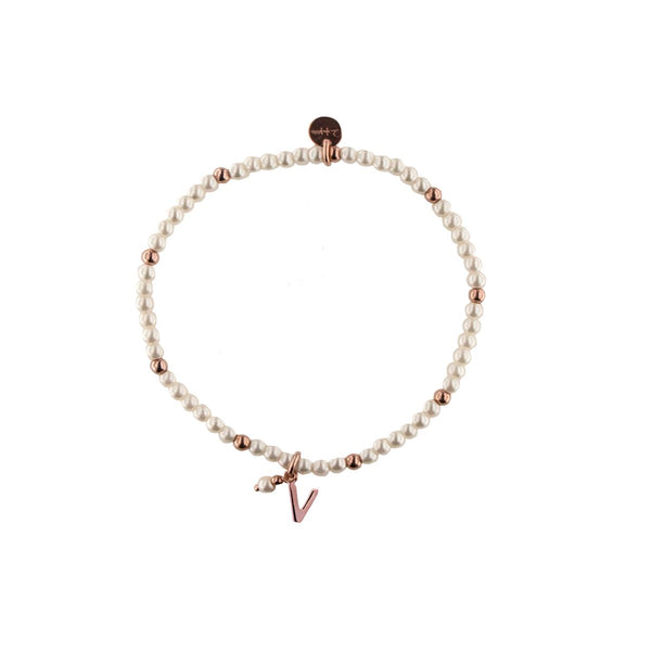 Pulsera elástica con perlas y bolitas - LETRA