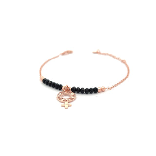 Bracciale perline nere amuleto donna