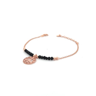 Bracciale perline nere amuleto pace