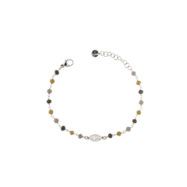 Braccialetto incatenato mix marrone e croce - TANGLE