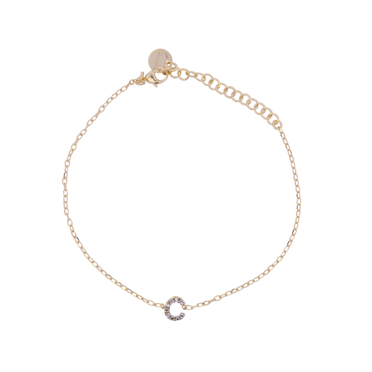 Chain bracelet with letter and white zircons