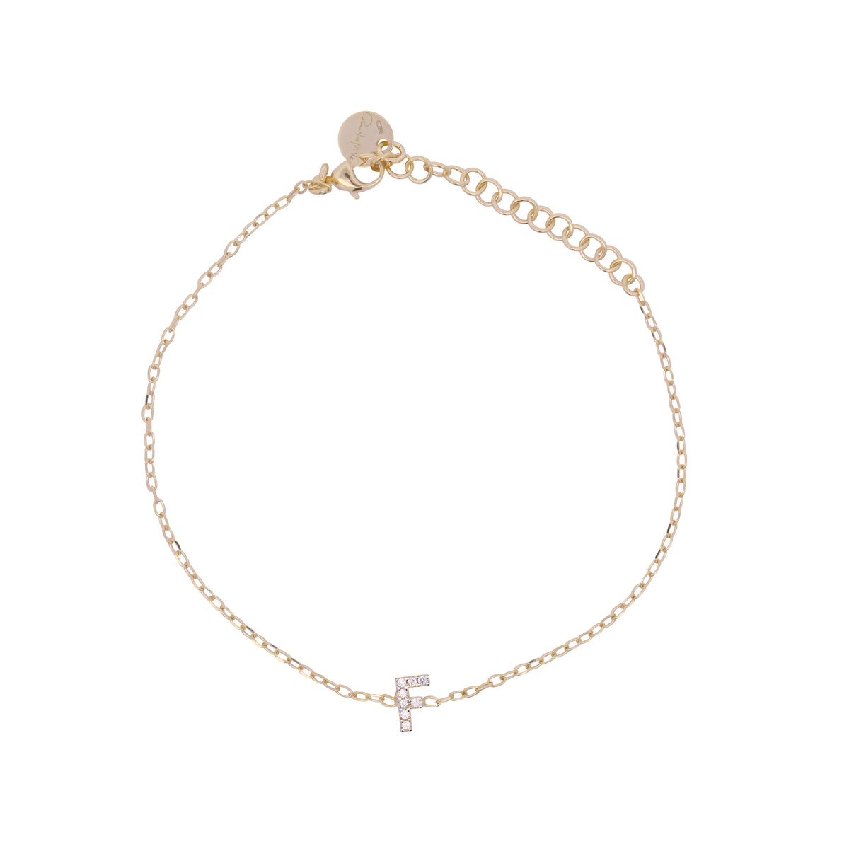 Chain bracelet with letter and white zircons