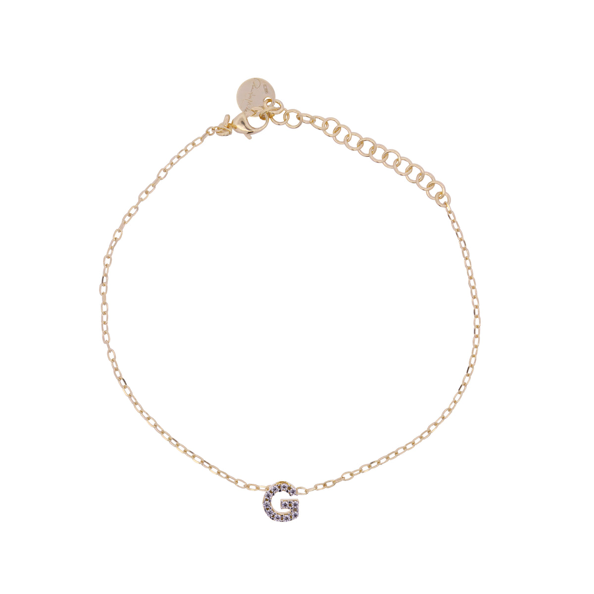 Chain bracelet with letter and white zircons