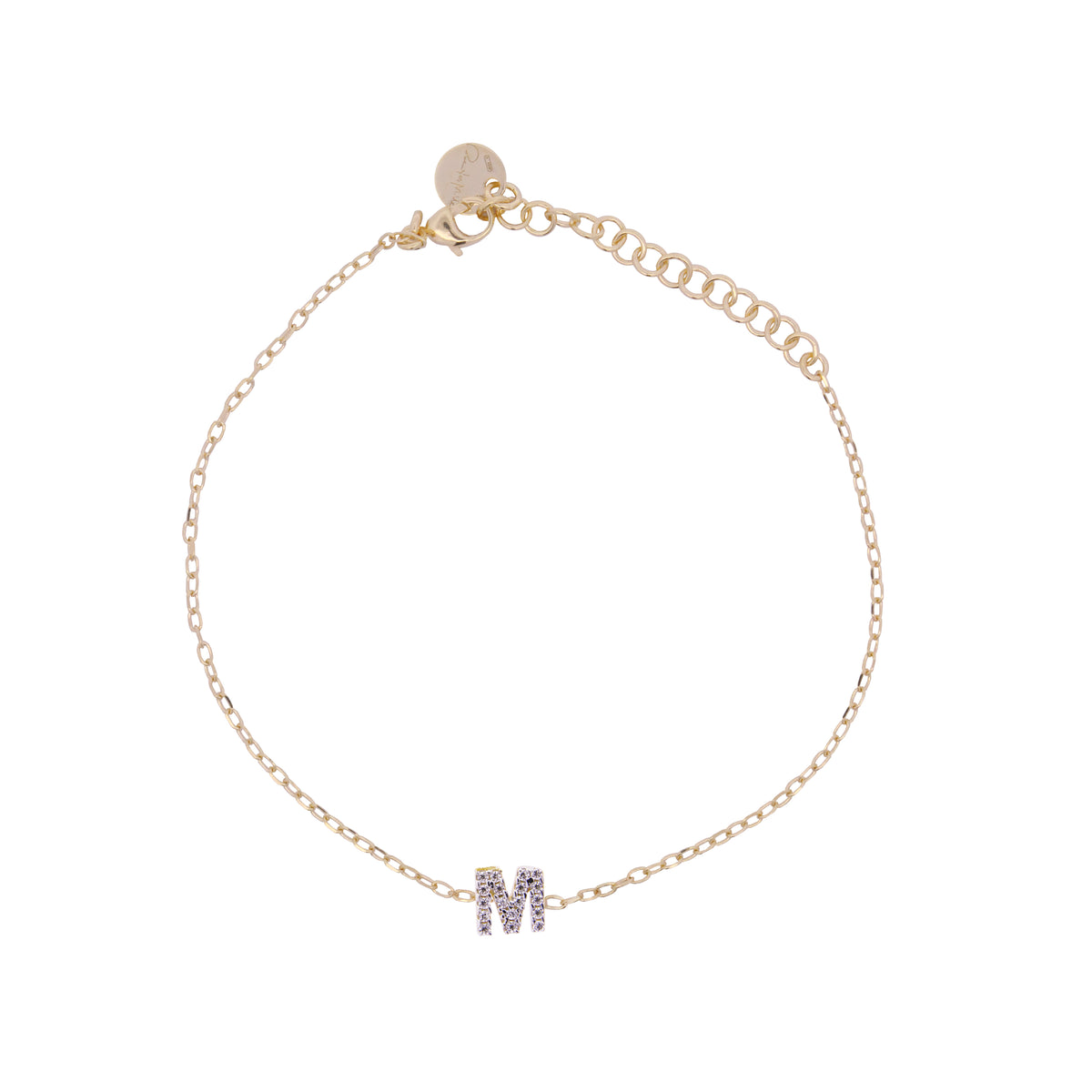 Chain bracelet with letter and white zircons