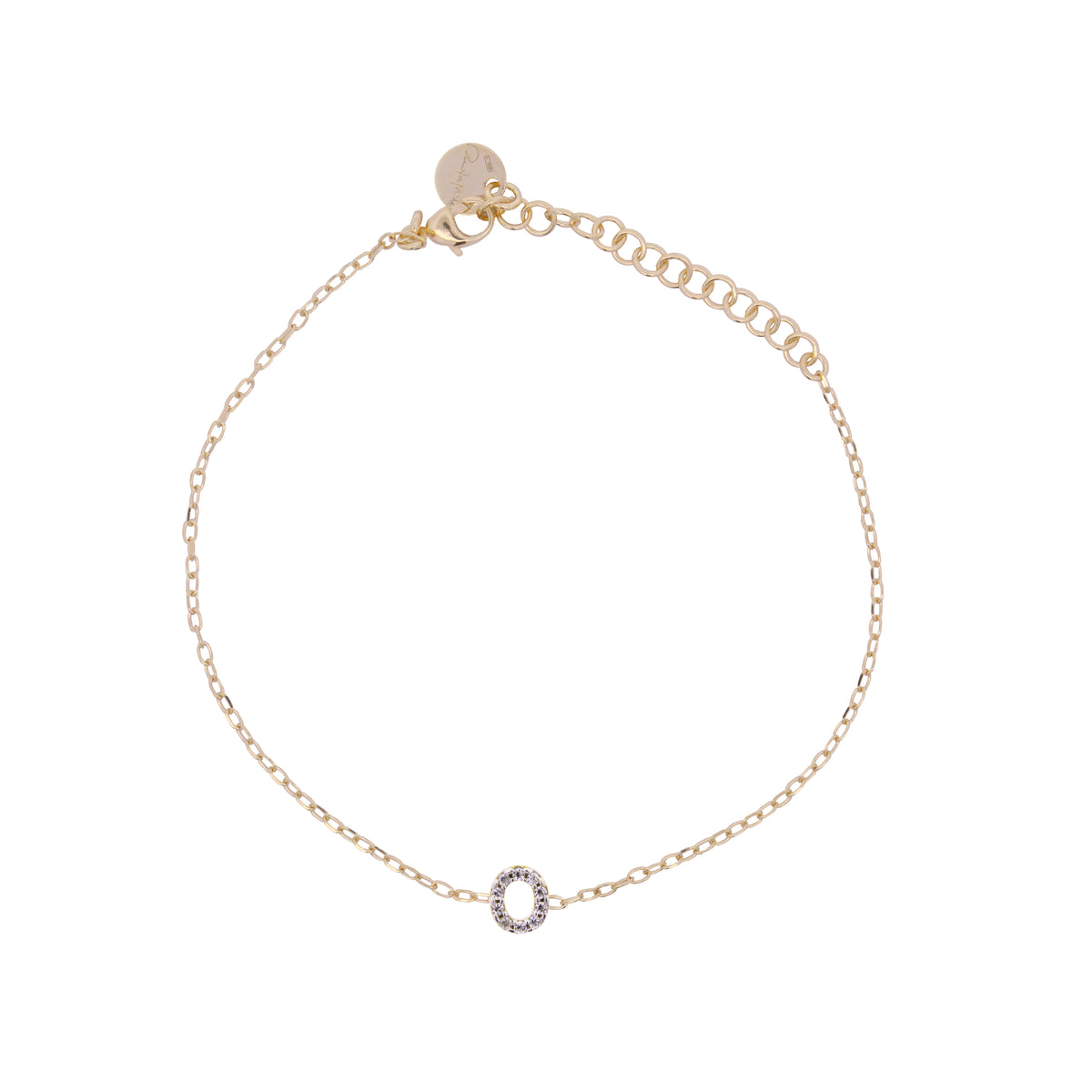 Chain bracelet with letter and white zircons