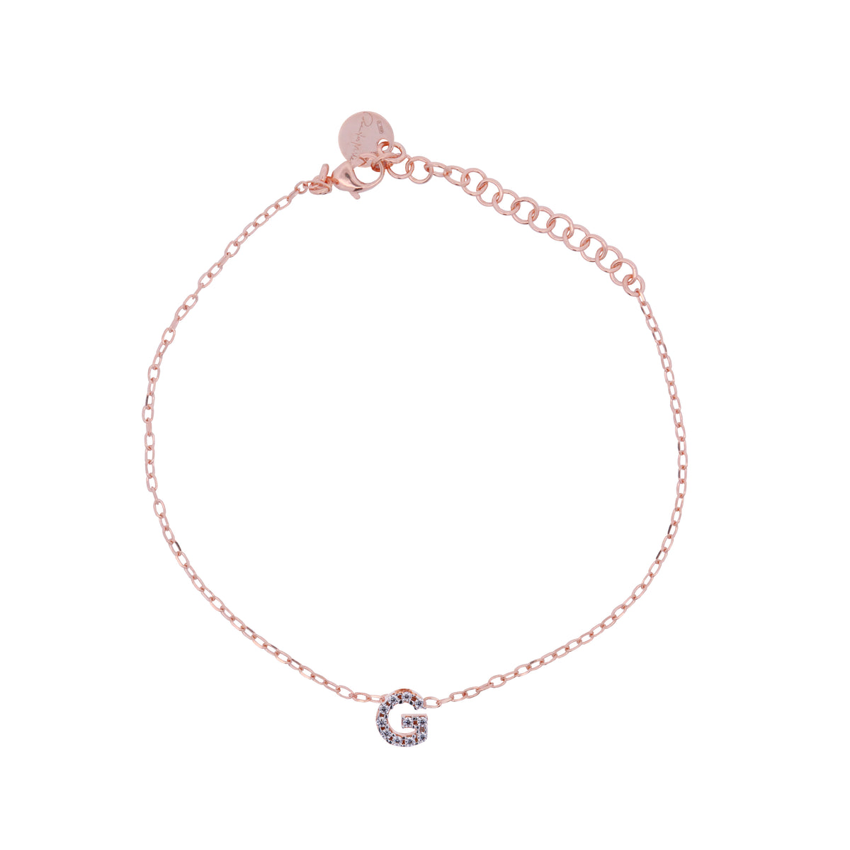Chain bracelet with letter and white zircons