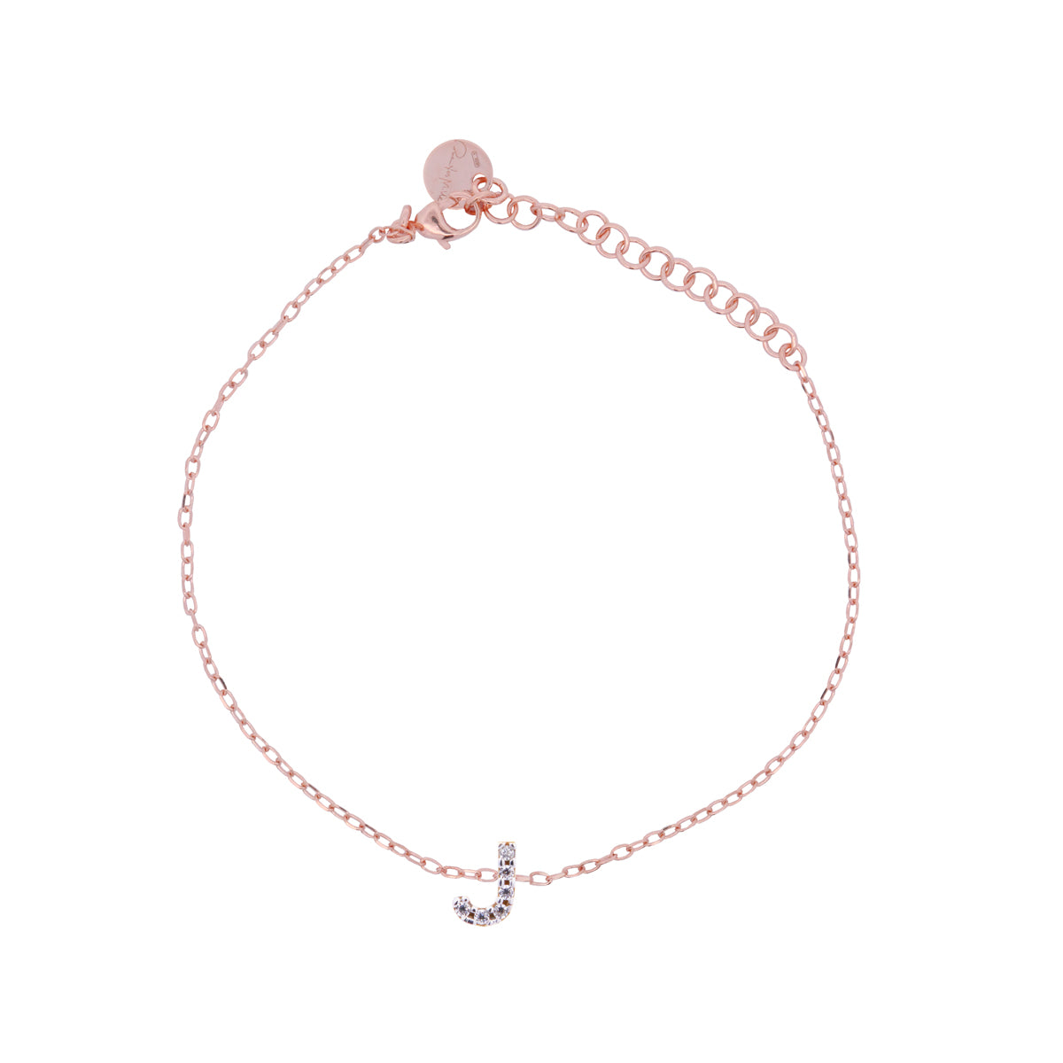 Chain bracelet with letter and white zircons