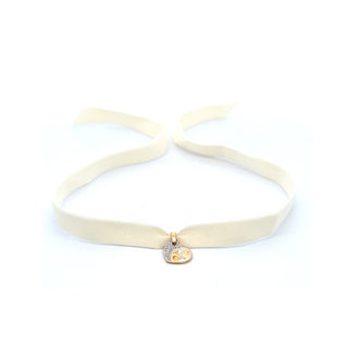 Heart choker -  Enamel and Gold Leaves