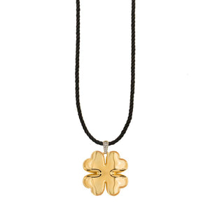 Torchon cord necklace Electroformed clover - GO BIG