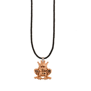 Torchon cord necklace Electroformed Prince frog - GO BIG