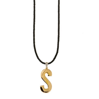 TORCHON CORD NECKLACE ELECTROFORMED LETTER - GO BIG