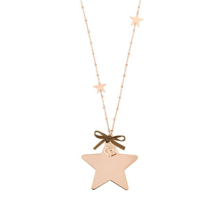 Star Inserts Necklace with Pendant and Little Bell