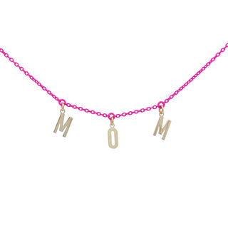 Girocollo lettere MOM Fucsia fluo – ORO18KT