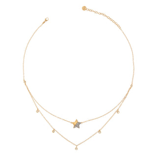 Necklace Double Chain Star With Zirconia