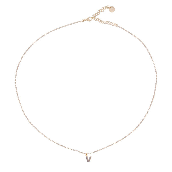 Chain choker with letter and white zircons