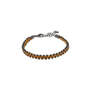 Burnished Curb Chain Bracelet With Colored Cotton