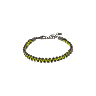 Burnished Curb Chain Bracelet With Colored Cotton