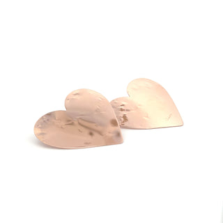 Large hammered stud earrings - Heart