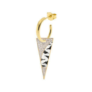 Single Earring with Small Hoop and Spike - Zebra Print