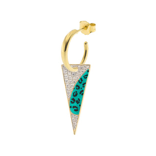 Single Earring with Small Hoop and Spike - Leopard Print