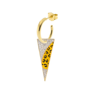 Single Earring with Small Hoop and Spike - Leopard Print