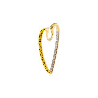 Single Earring Big Heart - Leopard Print