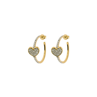 Zircon Circle Earrings - Heart