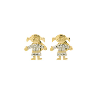 Zirconia Earrings With Little Girl