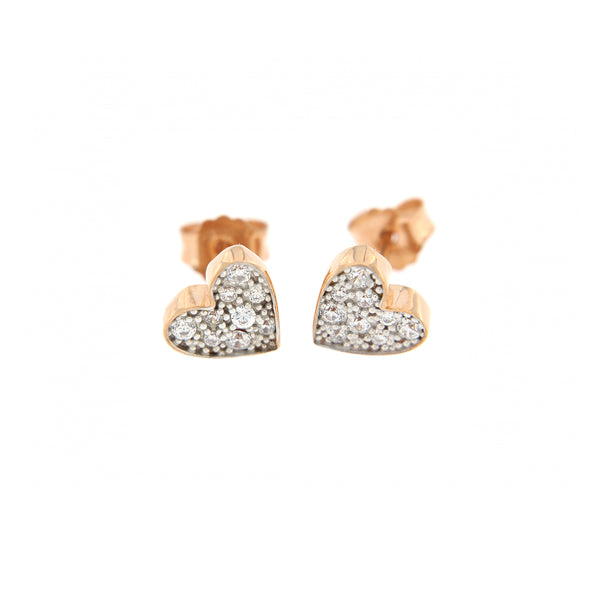 Orecchini Cuore in oro e zirconi bianchi e colore zaffiro collezione Orecchini Cuore in oro e zirconi bianchi e colore zaffiro collezione