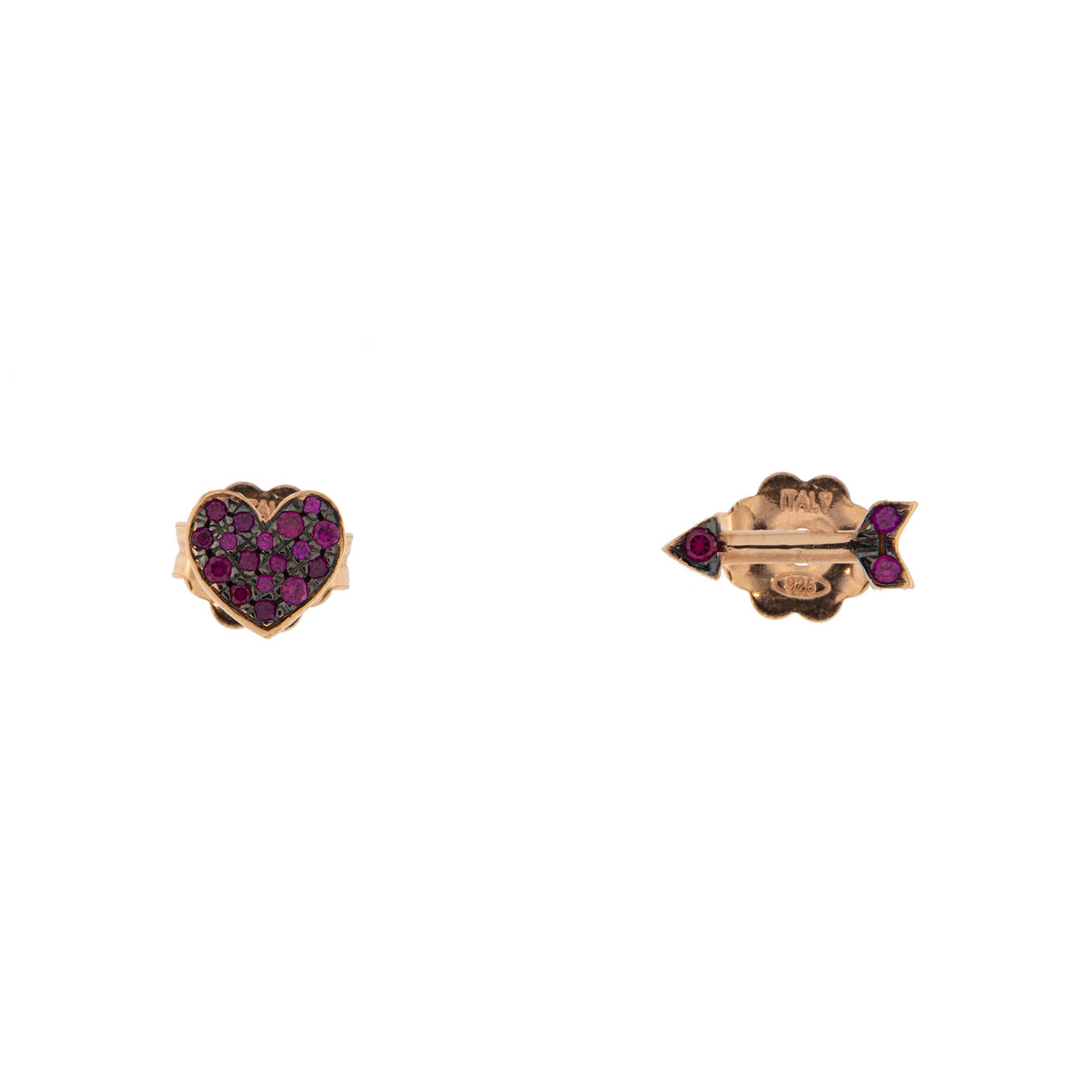 Aretes con Zircones Corazón / Flecha