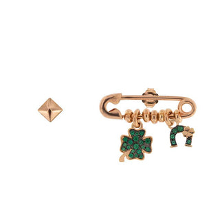 Stud Brooch Earrings Four-leaf Clover / Horseshoe