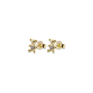 Teddy bear zircons lobe earrings - Teddy Fancy