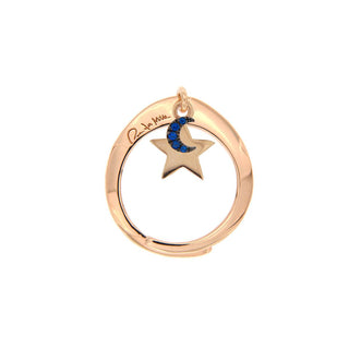 Double Rigid Ring with Star/Moon Pendant