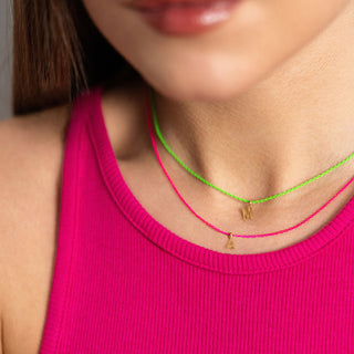 Fluo fuchsia letter choker - ORO18KT